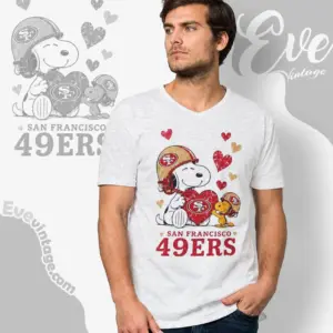 snoopy love san francisco 49ers v neck tshirt