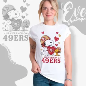 snoopy love san francisco 49ers women t shirt