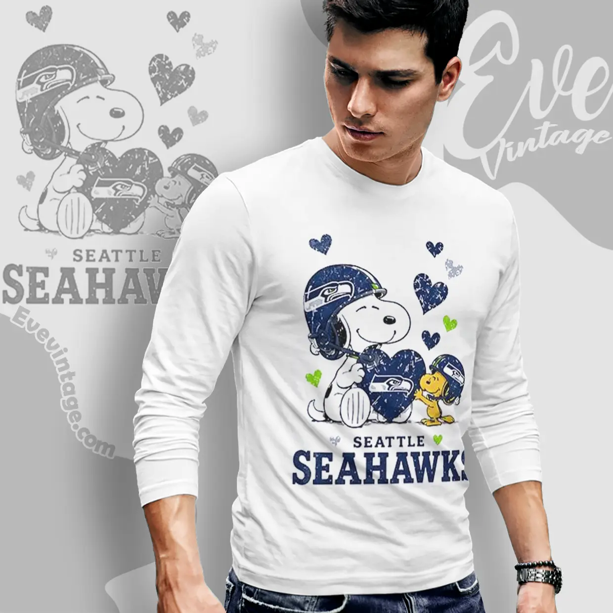 snoopy love seattle seahawks long sleeve tee snoopy love seattle seahawks long sleeve tee