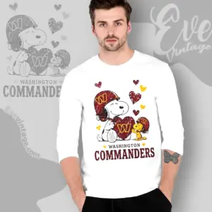 snoopy love washington commanders long sleeve tee