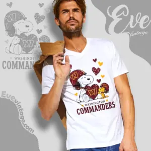 snoopy love washington commanders v neck tshirt
