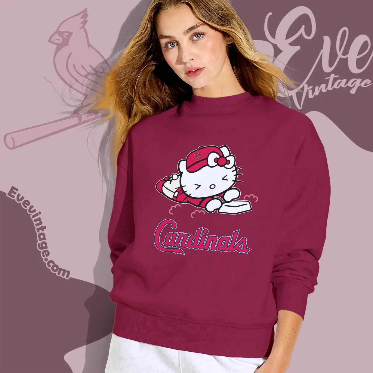 st louis cardinals hello kitty sliding into home sweatshirt st louis cardinals hello kitty sliding into home sweatshirt