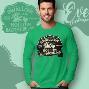 swallow at the hollow shirt baltimore dive bar long sleeve tee