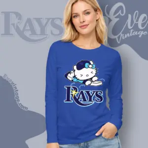 tampa bay rays hello kitty sliding into home long sleeve tee