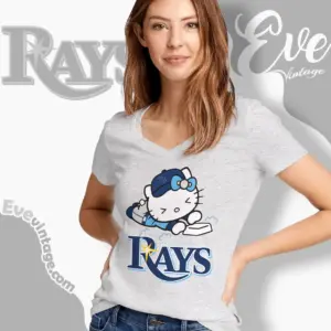 tampa bay rays hello kitty sliding into home v neck tshirt
