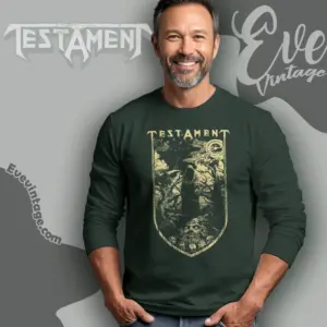 testament old world shield long sleeve tee
