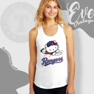 texas rangers hello kitty sliding into home tank top racerback