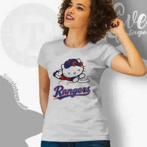 texas rangers hello kitty sliding into home women t shirt
