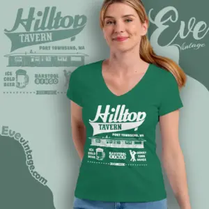 the hilltop tavern washington dive bar v neck tshirt