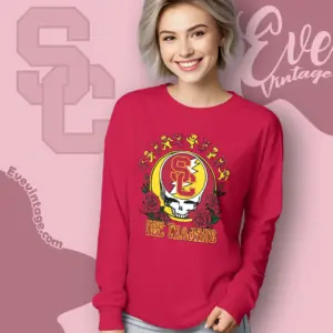 usc trojans steal your face rose dancing bears long sleeve tee