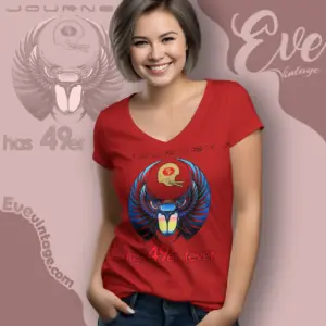 vintage 80s journey has 49er fever shirt v neck tshirt