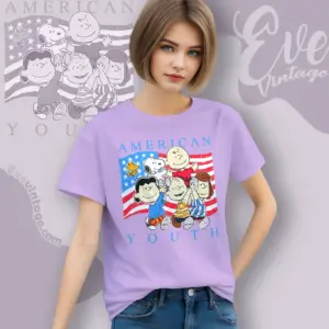 vintage 90s peanuts american youth women t shirt