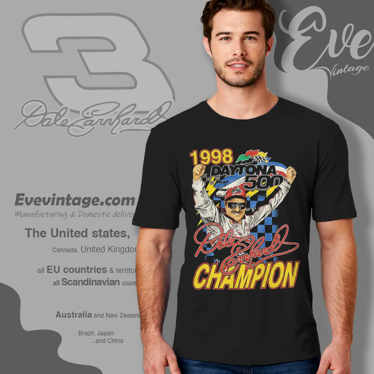 vintage dale earnhardt 3 shirt 1998 daytona 500 t shirt vintage dale earnhardt 3 shirt 1998 daytona 500 t shirt