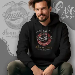 vintage miller high life beer logo hoodie