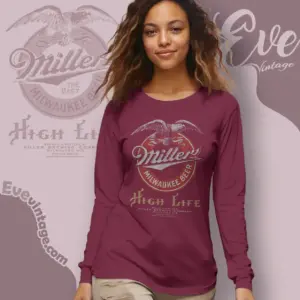 vintage miller high life beer logo long sleeve tee
