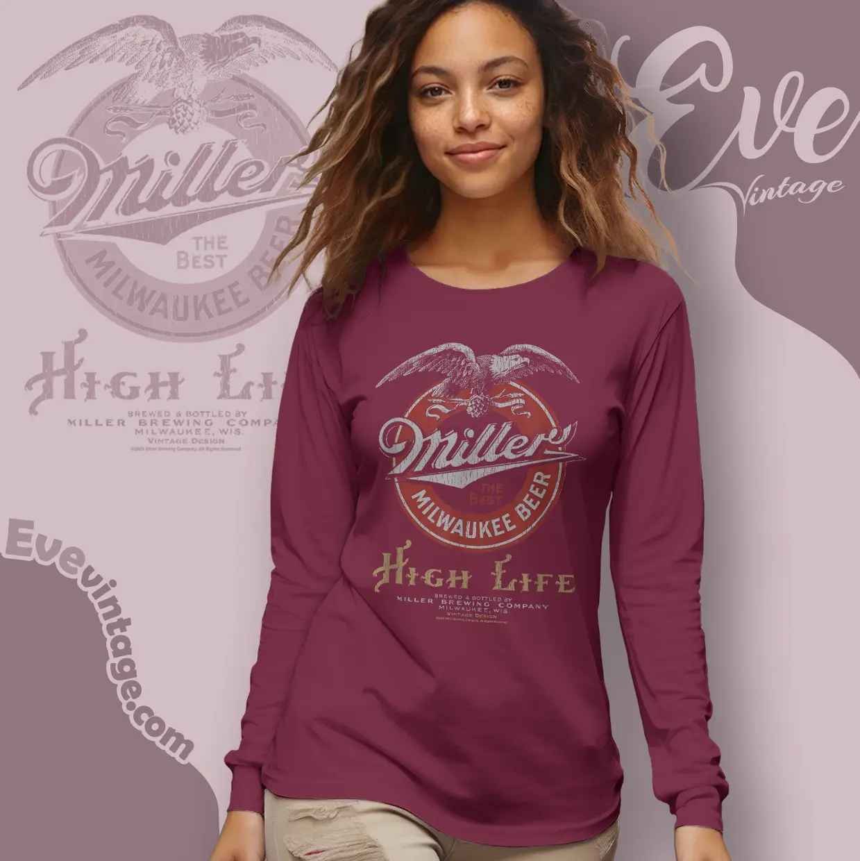 vintage miller high life beer logo long sleeve tee vintage miller high life beer logo long sleeve tee