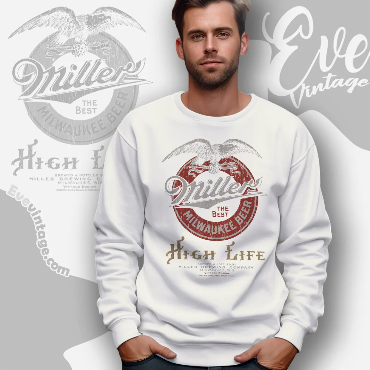 vintage miller high life beer logo sweatshirt vintage miller high life beer logo sweatshirt