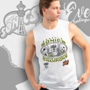 vintage seattle sonics taz looney tunes 1996 nba finals tank top racerback