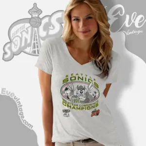 vintage seattle sonics taz looney tunes 1996 nba finals v neck tshirt
