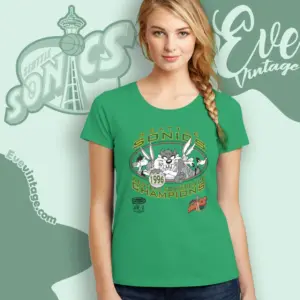 vintage seattle sonics taz looney tunes 1996 nba finals women t shirt