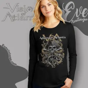 visions of atlantis plunder skull long sleeve tee