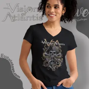 visions of atlantis plunder skull v neck tshirt